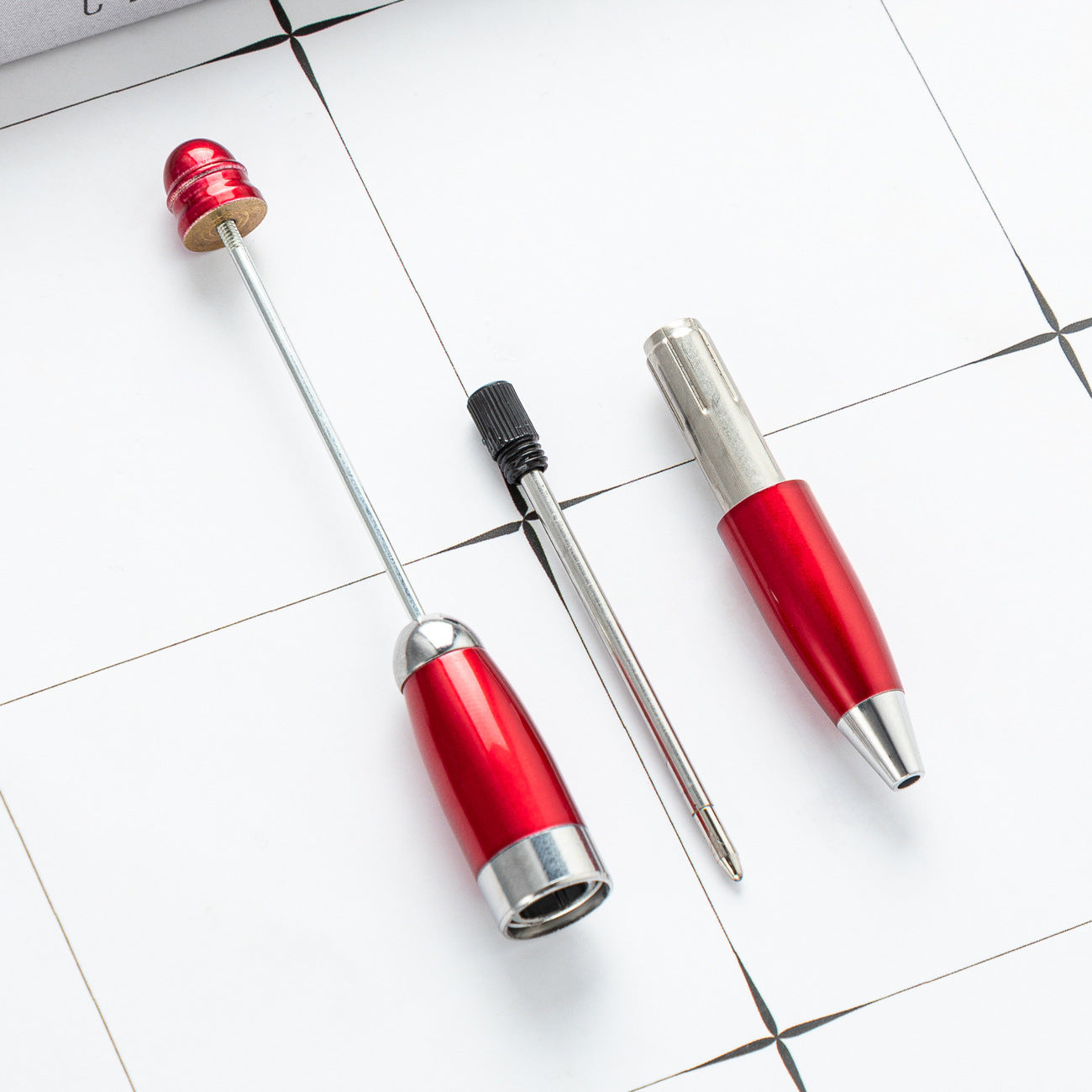 Wholesale 11.9cm Beadable Pens Portable Mini Pen Metal Pen DIY Keychain Bar
